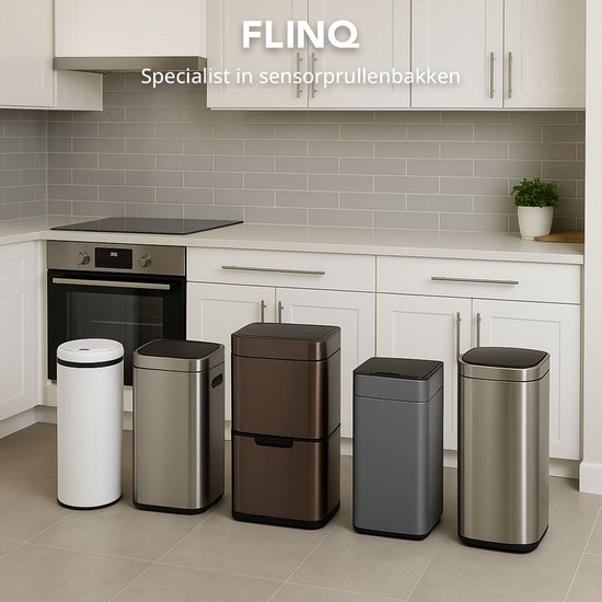 FlinQ Hygiënische Sensor Prullenbak Zwart Aanbieding ⏰ | Voo