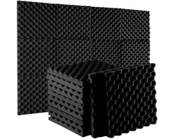 12 stuks geluidsdichte schuimpanelen voor muren - akoestische schuimpanelen voor studio-opnames, kantoor, slaapkamer, thuisbioscoop 1 x 12 x 12 inch - zwart