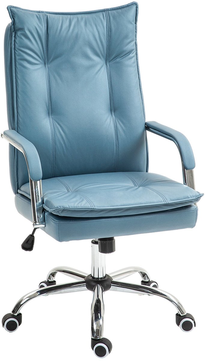 Corenia Bureaustoel – Ergonomische Stoel – Office Chair – Draaistoel – Kantoorstoel – Verstelbare Hoogte – Kantelfunctie Rugleuning – Hoogte Verstelbaar – Met Wieltjes – Blauw – Comfortabel Foam – 360° Draaibaar
