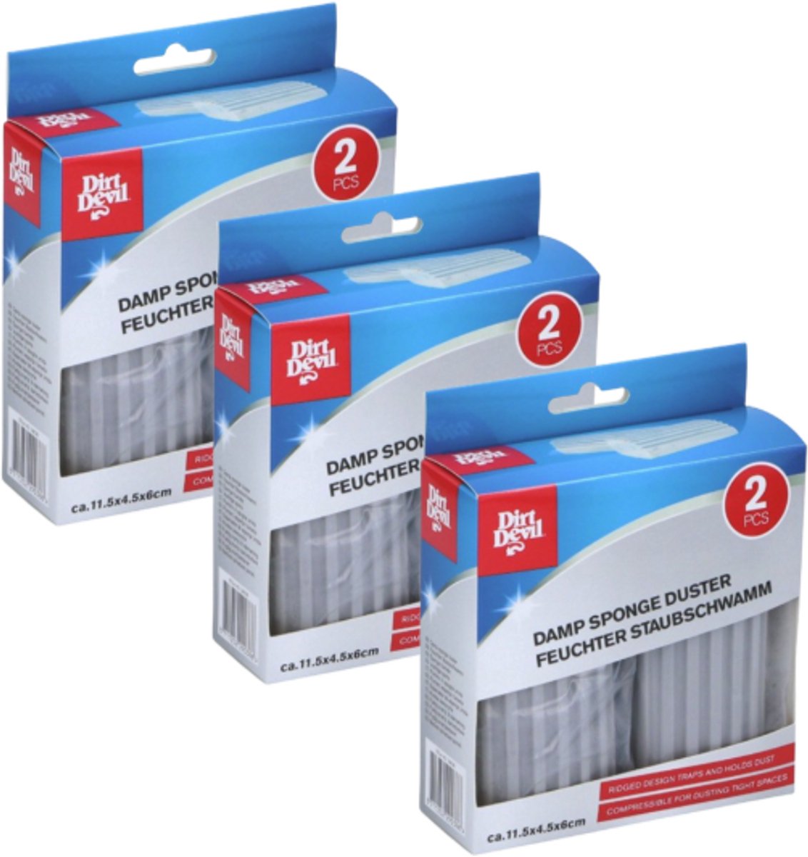 DIRT DEVIL Dampspons Duster - 6 stuks – 11,5 x 4,5 x 6 cm – Reinigingsspons voor Stof en Vuil