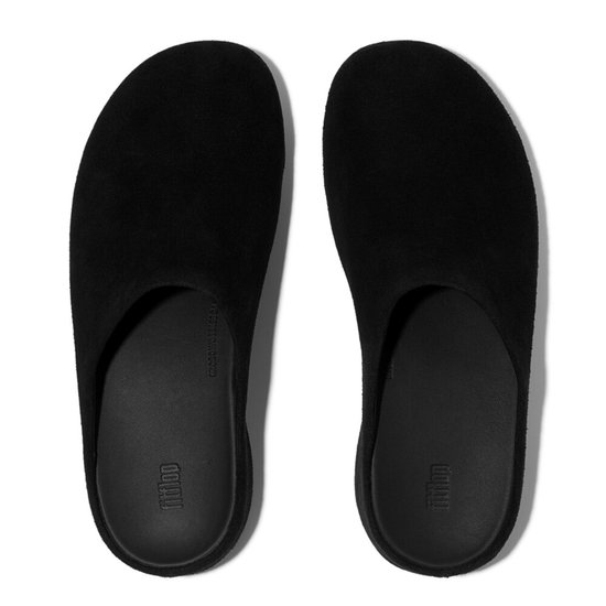 FitFlop FitFlop Shuv Tumbled-Leather Clogs ZWART - Maat 36