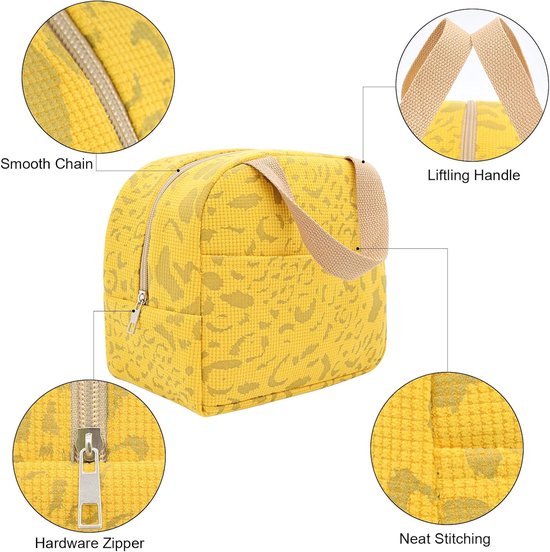 Lunchtassen voor kinderen - lunchtas lunchtas herbruikbaar - Lunchtassen - Lunchtassen voor dames en heren - 6 l mini koeltas - kleine geïsoleerde picknicktas - voor werk - school - picknick - reizen (geel) van MATEIN — afbeelding 2