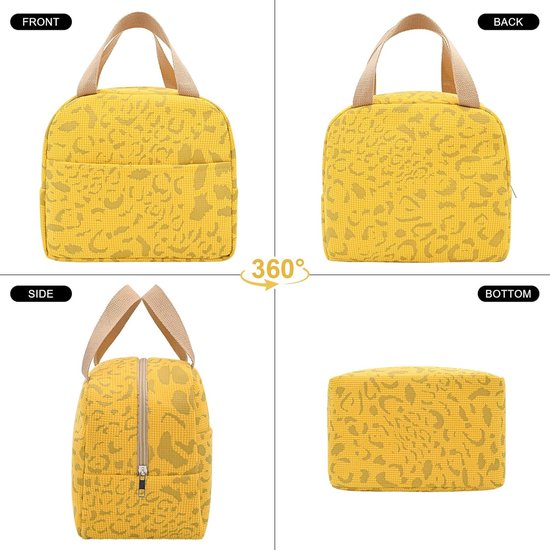 Lunchtassen voor kinderen - lunchtas lunchtas herbruikbaar - Lunchtassen - Lunchtassen voor dames en heren - 6 l mini koeltas - kleine geïsoleerde picknicktas - voor werk - school - picknick - reizen (geel) van MATEIN — afbeelding 5