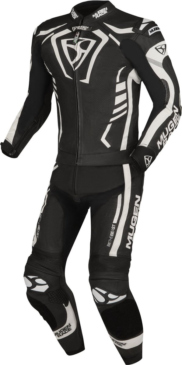 MUGENRACE Predator Zwart Wit Geperforeerd 2-Delig Motorpak - Racepak
