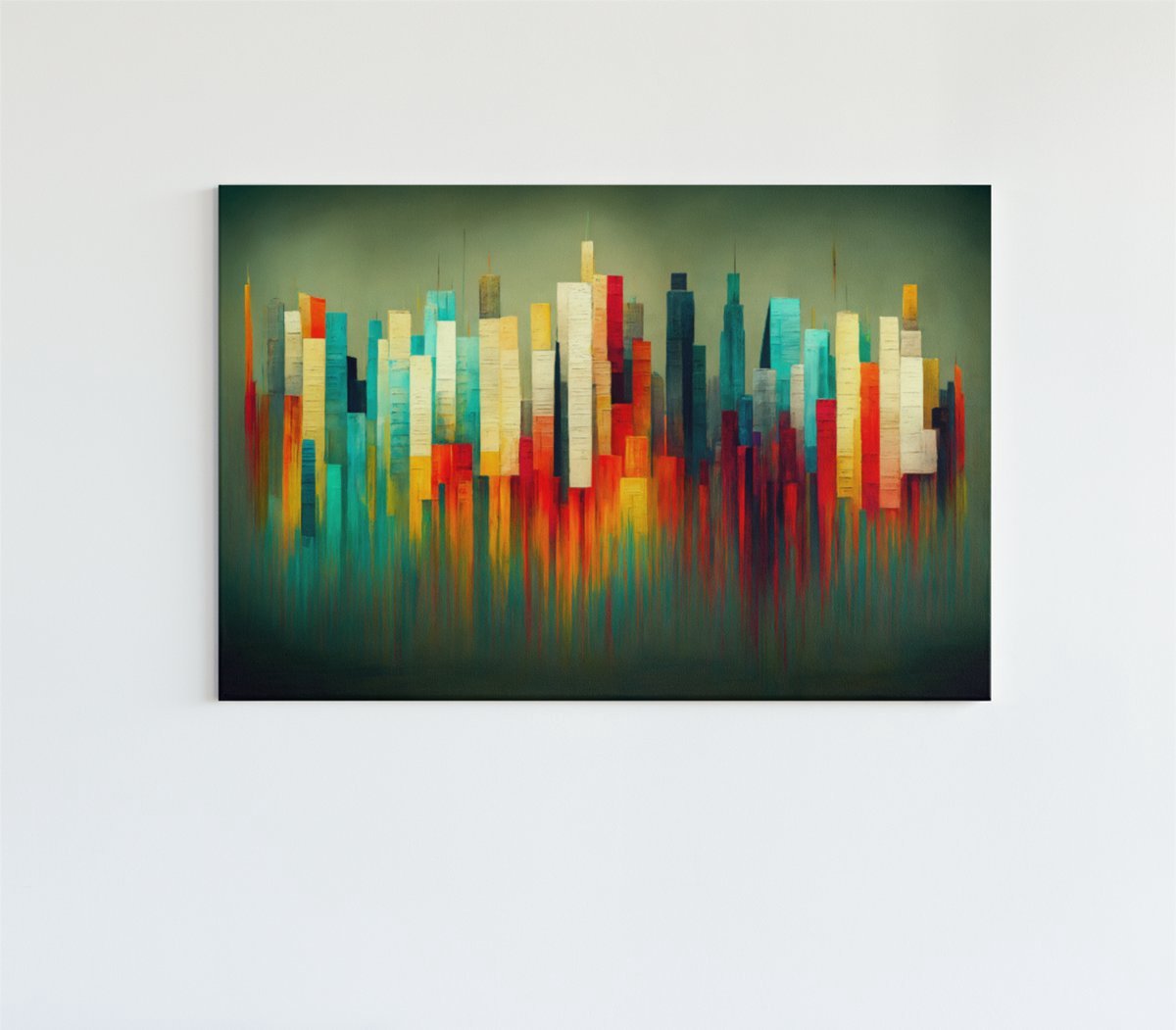 Trendex Global Canvas Schilderij - Abstract Stad - Wanddecoratie - Schilderijen - 60x40x2 cm Kleurrijk