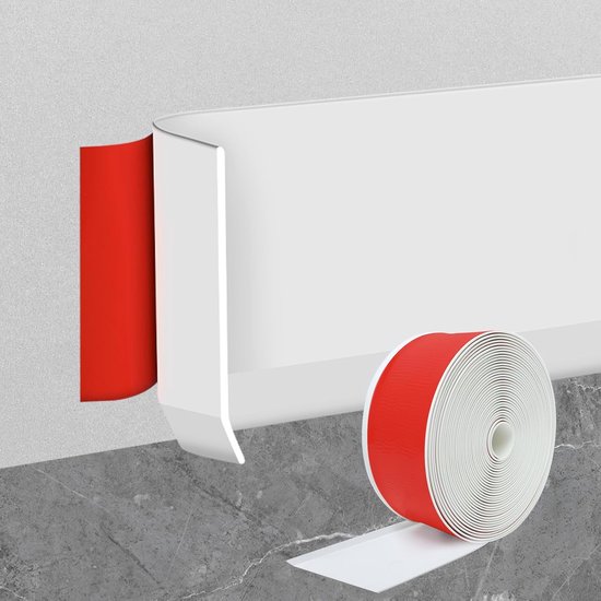 Plinthe flexible - Longueur : 5 m, largeur : 5 Cm - Plinthe autocollante - plint en PVC - Moulure d'angle résistante à l'humidité - Plinthe murale rainurée - Imperméable - Moulure décorative flexible - Pour mur, sol, salon, chambre, Cuisine - Wit
