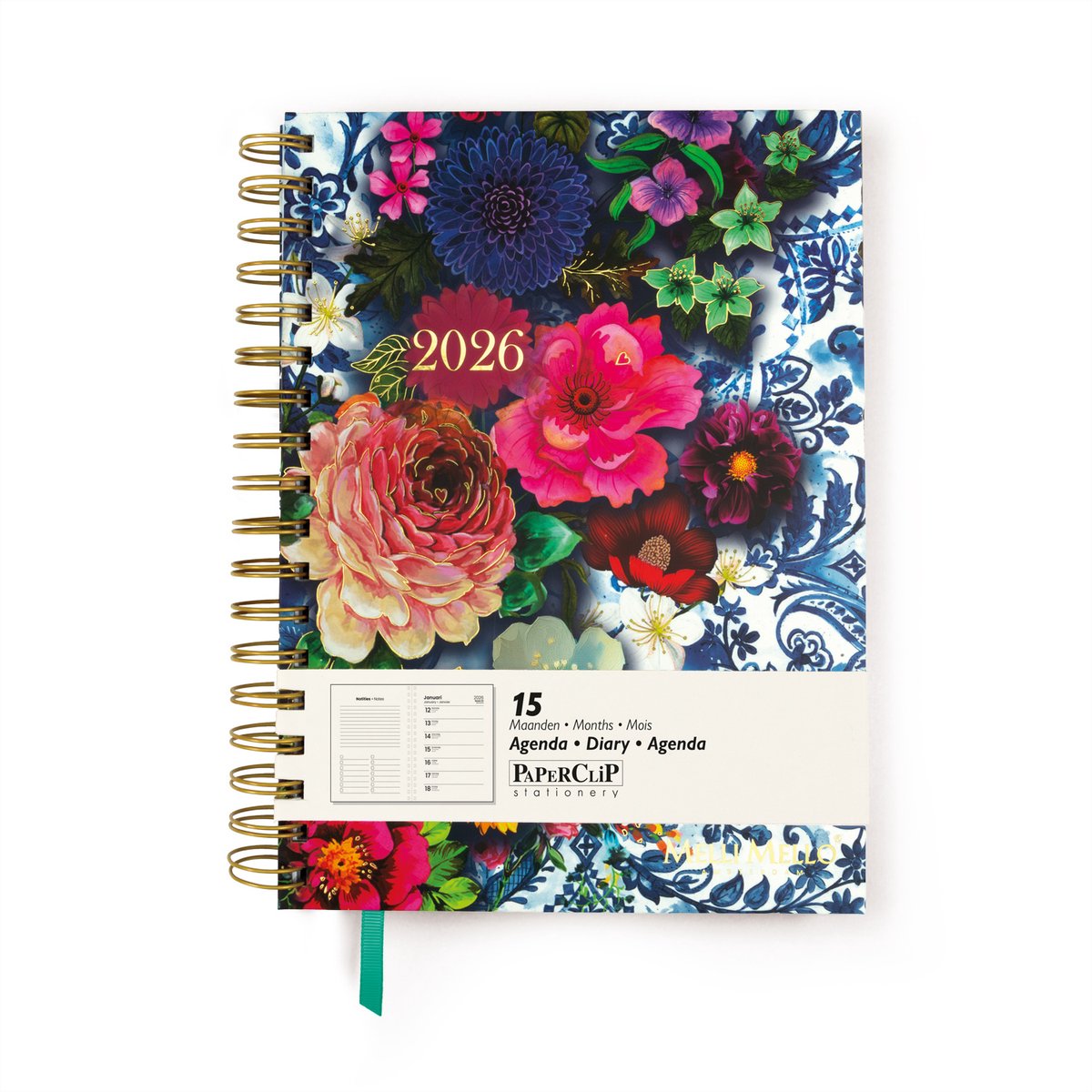 Melli Mello - Royal Bloom Bureau Agenda 2026 - 17,5x24,5 cm - Bloemen & Goudaccenten