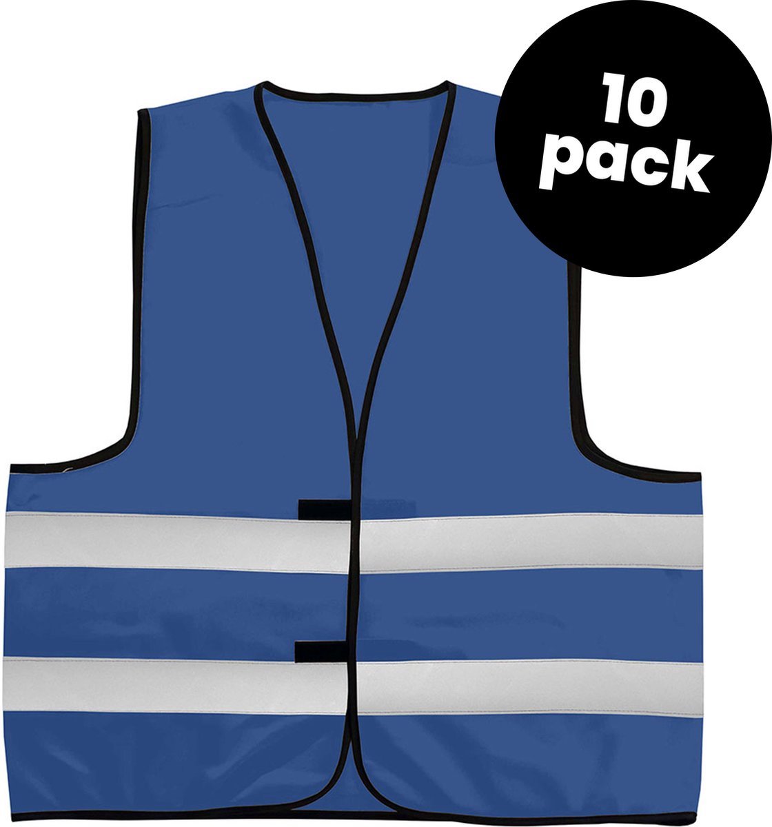 10-pack Veiligheidshesjes kinderen - Veiligheidsvesten kind - Blauw - Maat S (8-12 jaar) - Hesjes veiligheid verkeer
