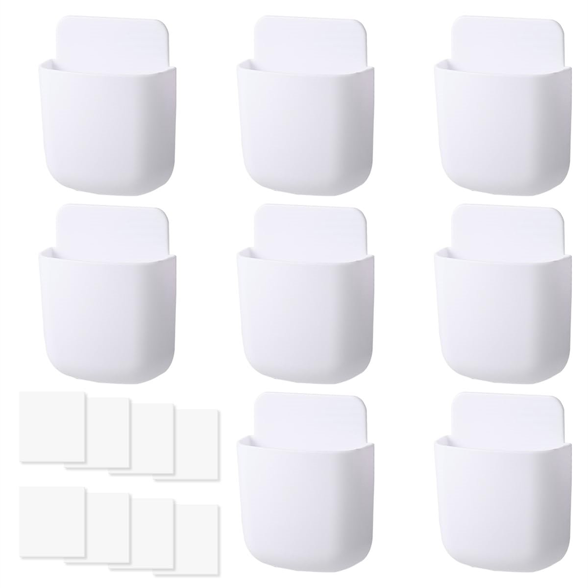 8 stuks Zelfklevende Wandhouder voor Afstandsbedieningen – ABS Organizer voor Smartphones, Pennen, Brillen en Kleine Voorwerpen, Ruimtebesparend, Geen Boren Nodig, Voor Woonkamer, Slaapkamer en Kantoor