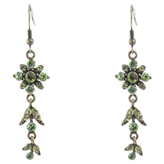 Behave – Boucles d'oreilles – Vert – Motif floral – Look Vintage – Sans nickel