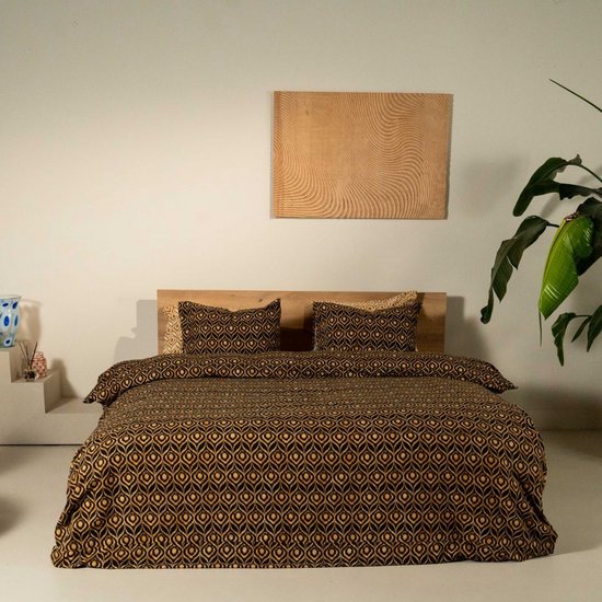 Kayori Yra Dekbedovertrek Flanel - 240x200-220 +2 slopen - Superzacht & Isolerend - Lits-jumeaux - Zwart