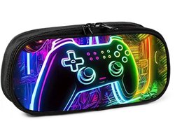 Etui Gamers XL - 1 vak - grote etui - school - zwart met design - kinderen en tieners