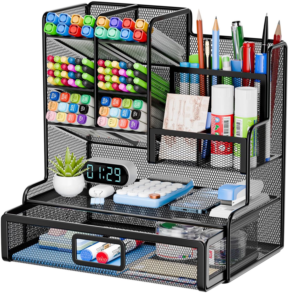 Mesh Bureau Organizer - 12 Vakken - Met Lade - Multifunctioneel - Voor Thuis & Kantoor