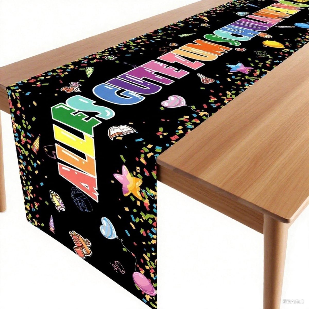 Tafelloper - Schoolstart decoratie - Zwart - 180x40cm