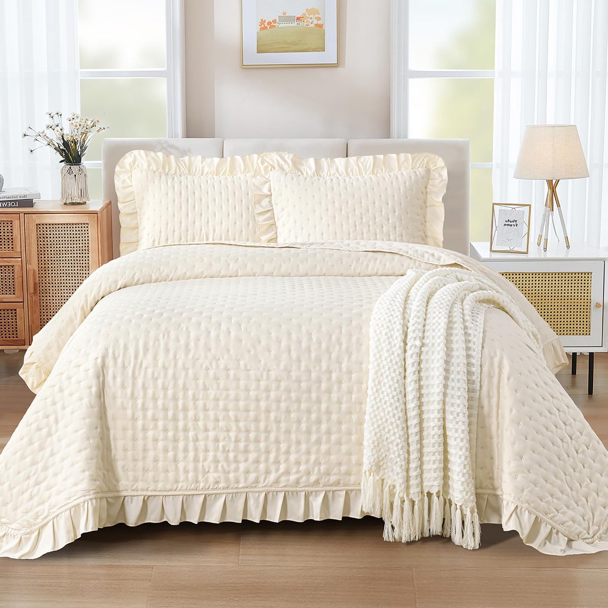 ENASAL Beddensprei Beddedekken van katoen 240x260cm met 2 kussenslopen