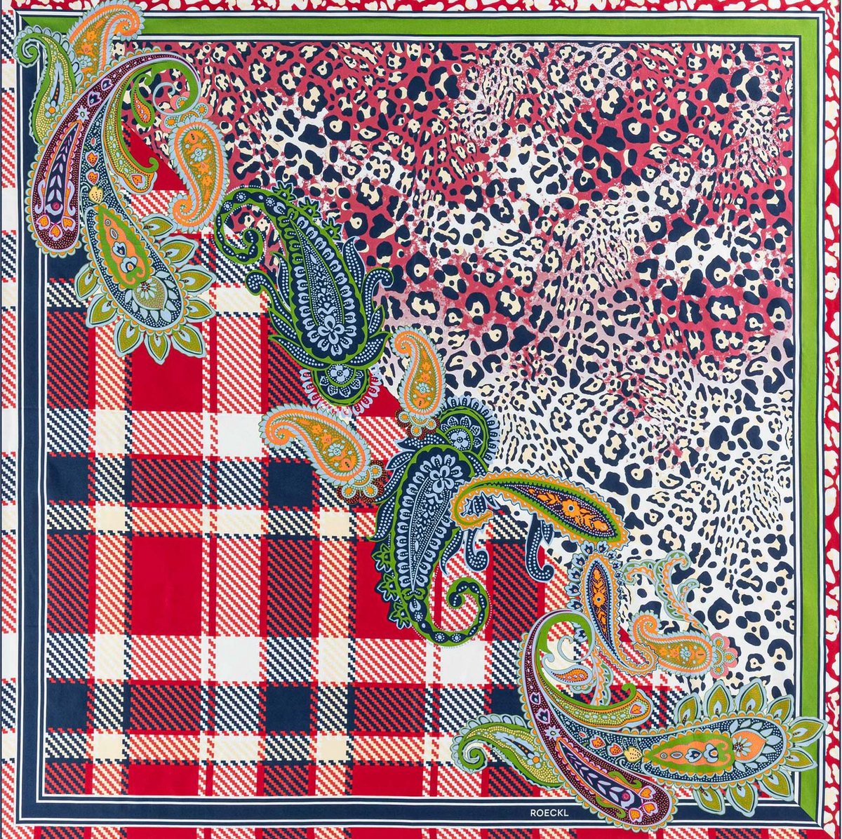 ROECKL sjaal Patchwork Leo Scarf Multi Red kleurrijke