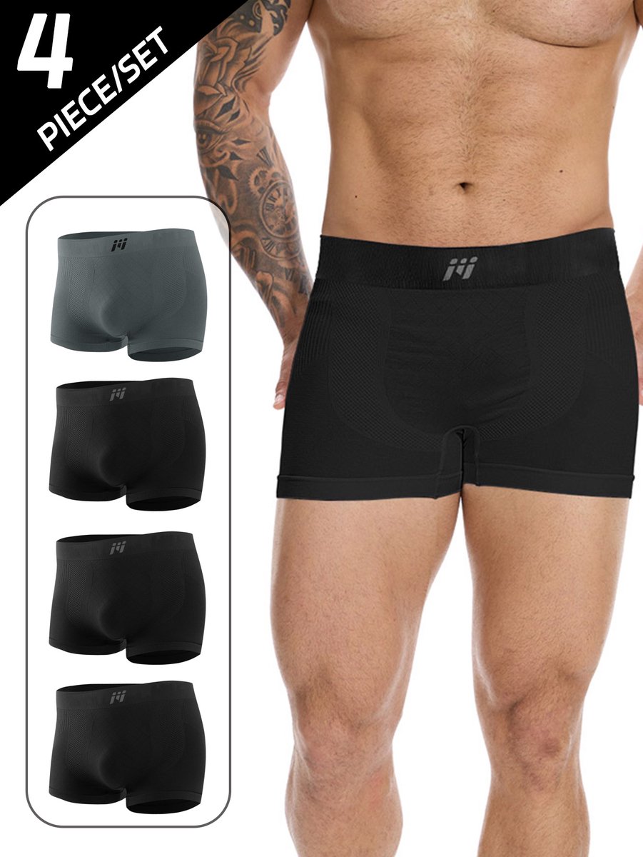 VIMOSE Sportonderbroeken Heren - Sport Boxershorts - 4 pack -Drie zwarte en één grijze-XL