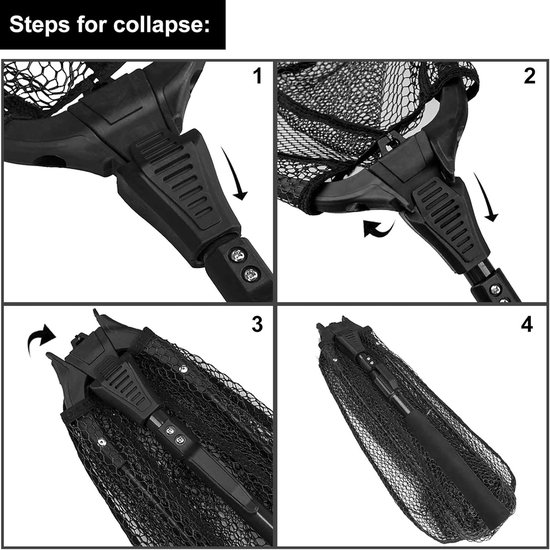 Draagbaar Aluminium Visnet Handvat Telescoop Opvouwbaar - 1 Stuk Zer One Vliegenvissen Net - Trangle Visnet Paal Rubberen Grip (40 * 40) van Merkloos — afbeelding 2