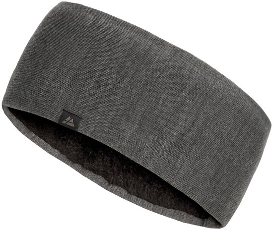 Bandeau en laine mérinos DANISH ENDURANCE - Doublure polaire thermique - Bandana fonctionnel et chaud unisexe - Gris foncé - S/M
