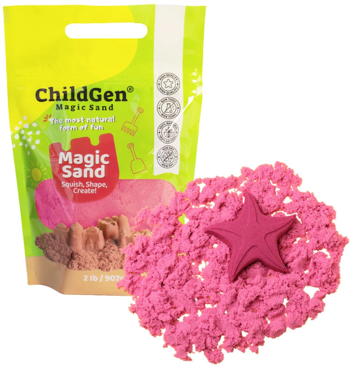 ChildGen - Magic Sand - zand - Refill pack - 907 gram - roze - sensory play - speelzand - 100% natuurlijk