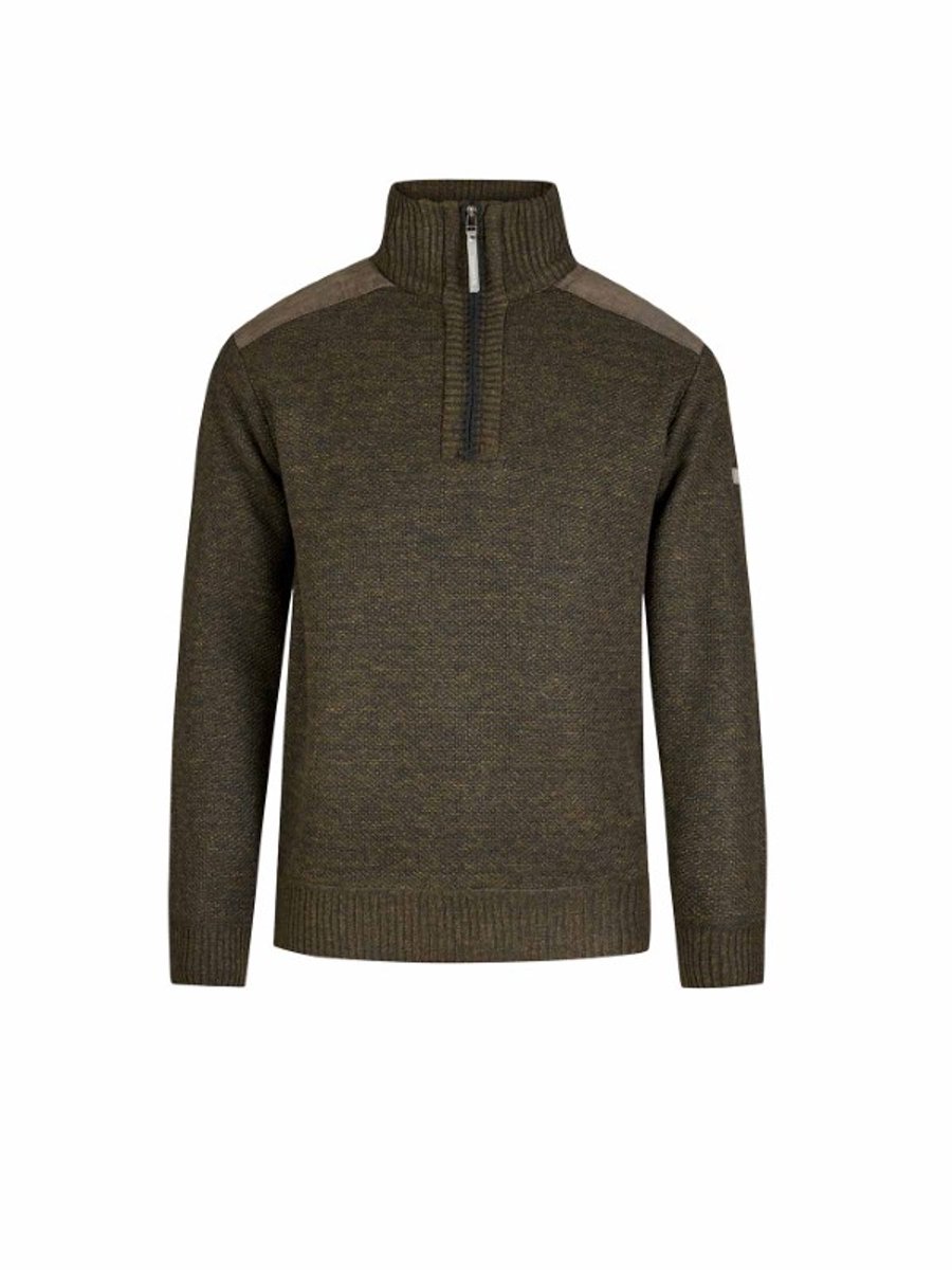 STØRVIK Liam Fijn Gebreide Pullover Heren Teddy Gevoerd 2XL Olijfgroen