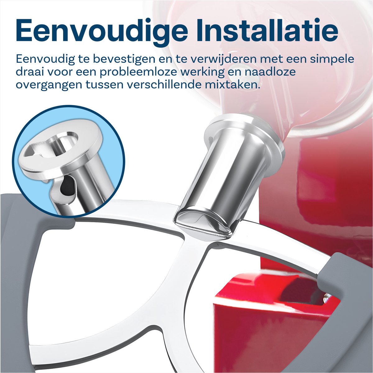 Flex Edge Klopper voor KitchenAid 4,5-5 Quart Tilt-Head Stand Mixers Artisan & Classic Series van MMOBIEL – RVS Platte Mixer Paddle met Flexibele Siliconen Randen - Komschraper – Vaatwasserbestendig thumbnail 5