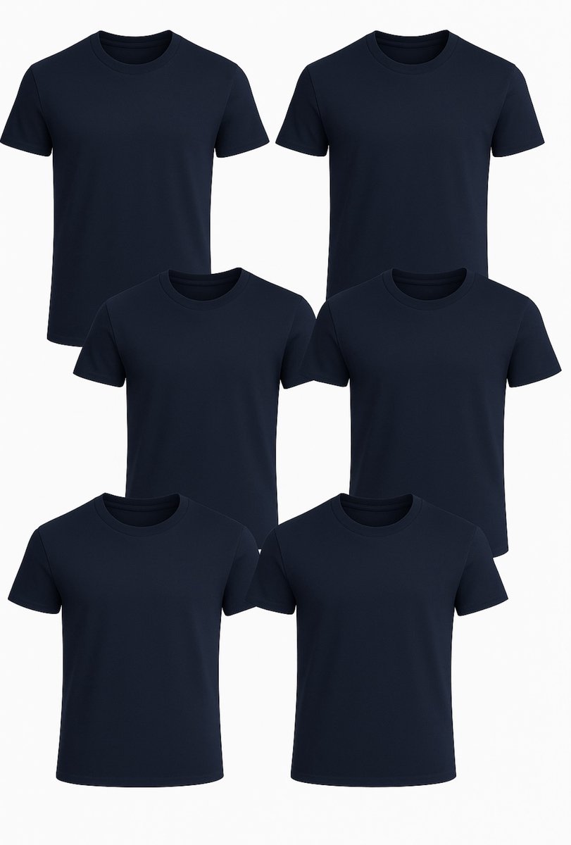 T-Shirts 6-Pack – Comfortabel & Ademend - Donkerblauw - S