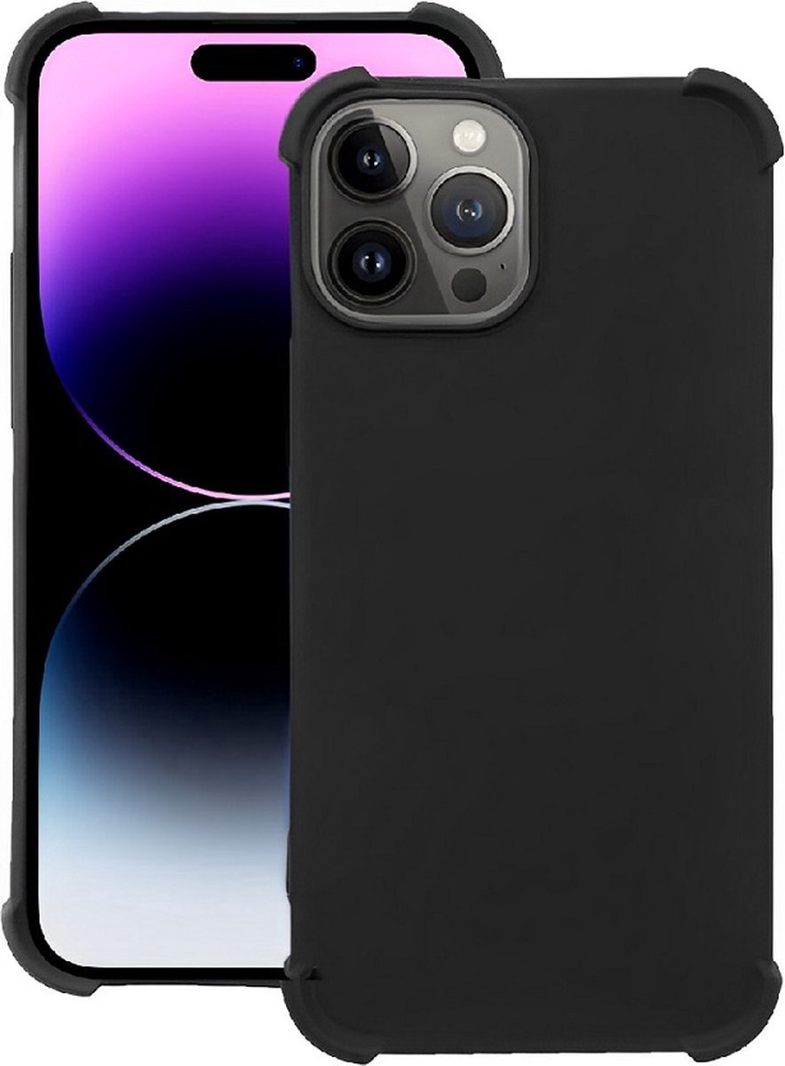 Anti Shock Silicone Hoesje Geschikt voor iPhone 16 Pro - zwart- ZT Accessoires