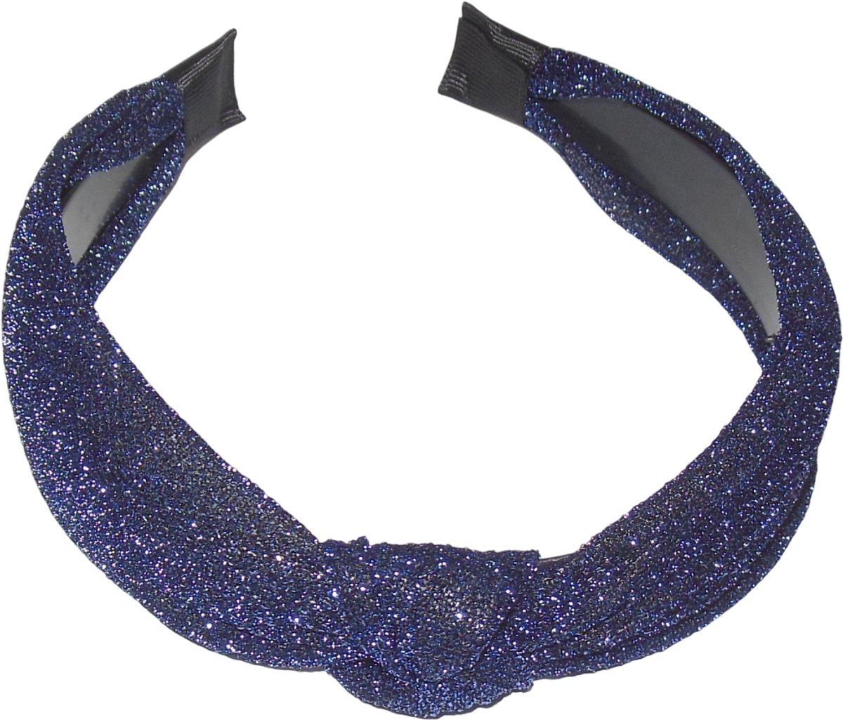 Diadeem met knoop donkerblauw glitter
