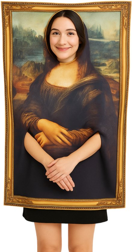Joyakids® Mona Lisa Verkleedpak Volwassenen | Hilarisch Kostuum | Eén Maat | Carnaval Halloween Themafeest Verkleed Kostuum Vrouwen en Mannen