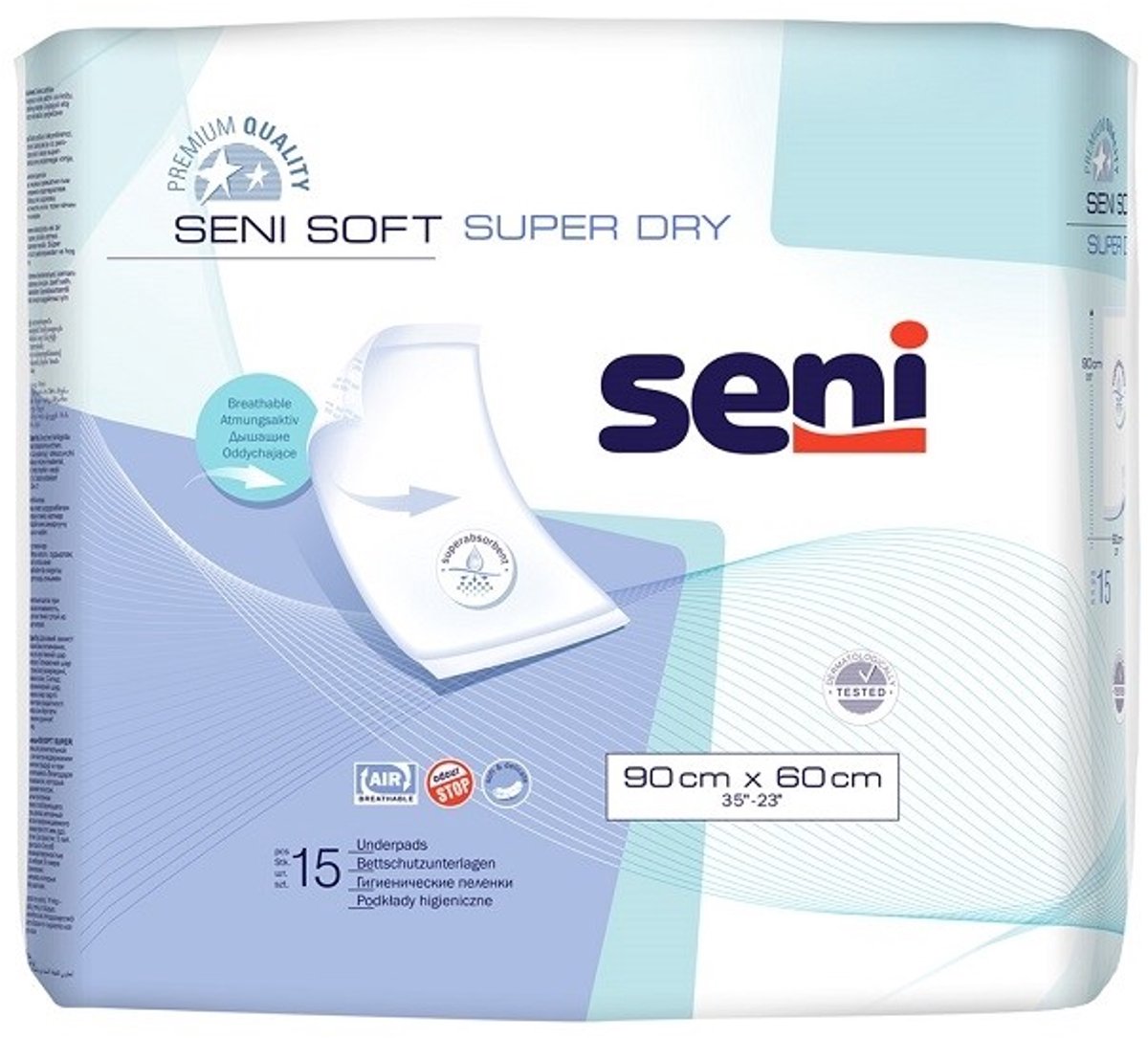 Seni Soft Super Dry 60 x 90 cm - 1 paquet de 15 protections