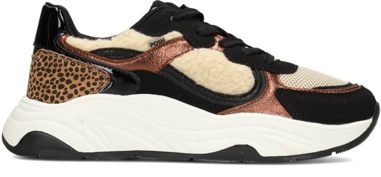 POSH by Poelman MACY Dames Sneakers - Zwart Met Combinatie