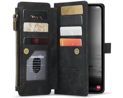 CaseMe C30 Hoesje Geschikt voor Samsung Galaxy A54 | Wallet Zipper Book Case met Pasjeshouder | Beschermhoes met Portemonnee | Zwart