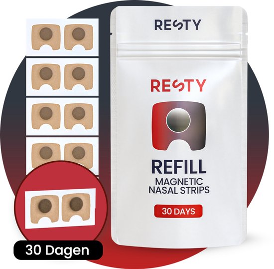Resty Neusstrips Magnetisch – Navulling / Refill (30 Dagen) - Zweetproof - Slaap & Sport - Minder Snurken
