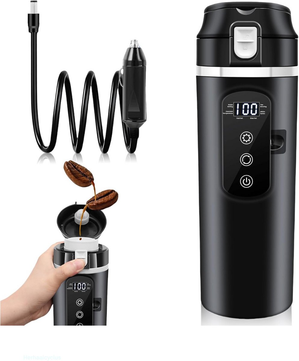 MMM® Draagbare Waterkoker - Mini Waterkoker - Reiswaterkoker - 500ml - Zwart