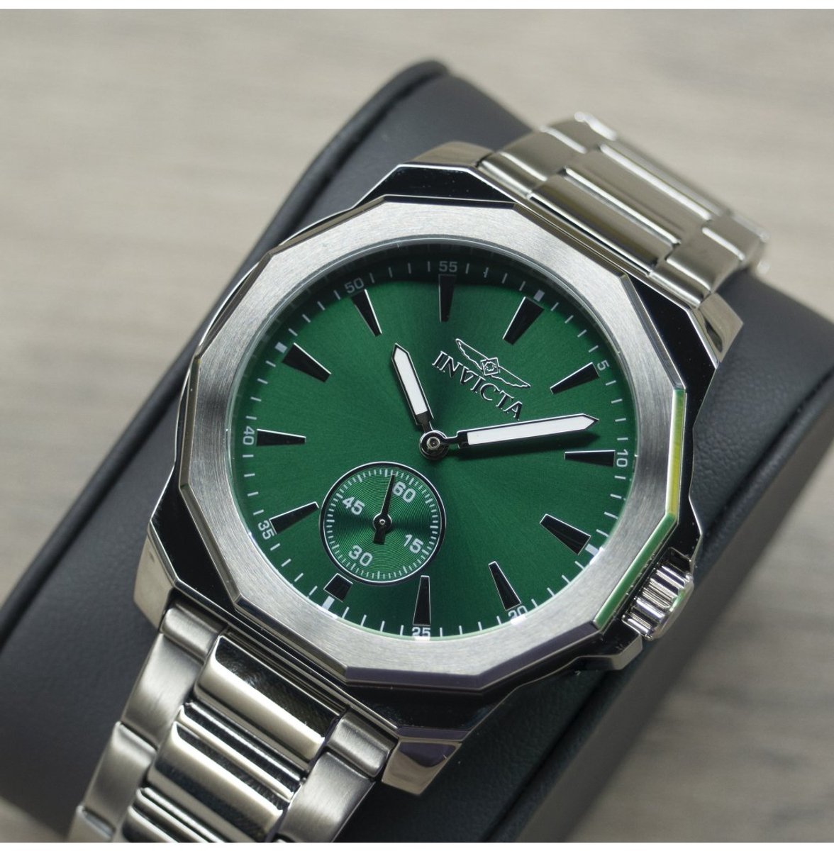 Invicta Speedway 49327 Heren Horloge - Waterdicht - Analoog - Quartz Uurwerk - Roestvrij Staal met groene Wijzerplaat - 42mm