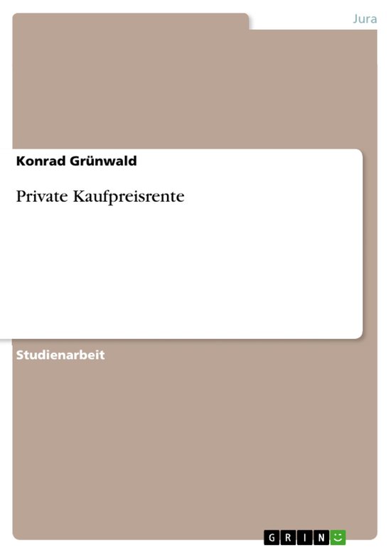 Private Kaufpreisrente - cover