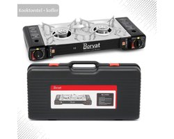 Pluto® - Réchaud de camping - Cuisinière - Réchaud de camping - Réchaud à gaz - Brûleur à gaz - Plaque de cuisson - Allumage électronique - 2 Brûleurs