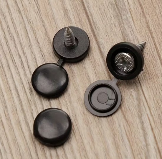 Schroefafdekkappen Zwart – 20 stuks – Kunststof Schroefkapjes met Scharnier – Afdekdopjes voor Meubel en Interieur.