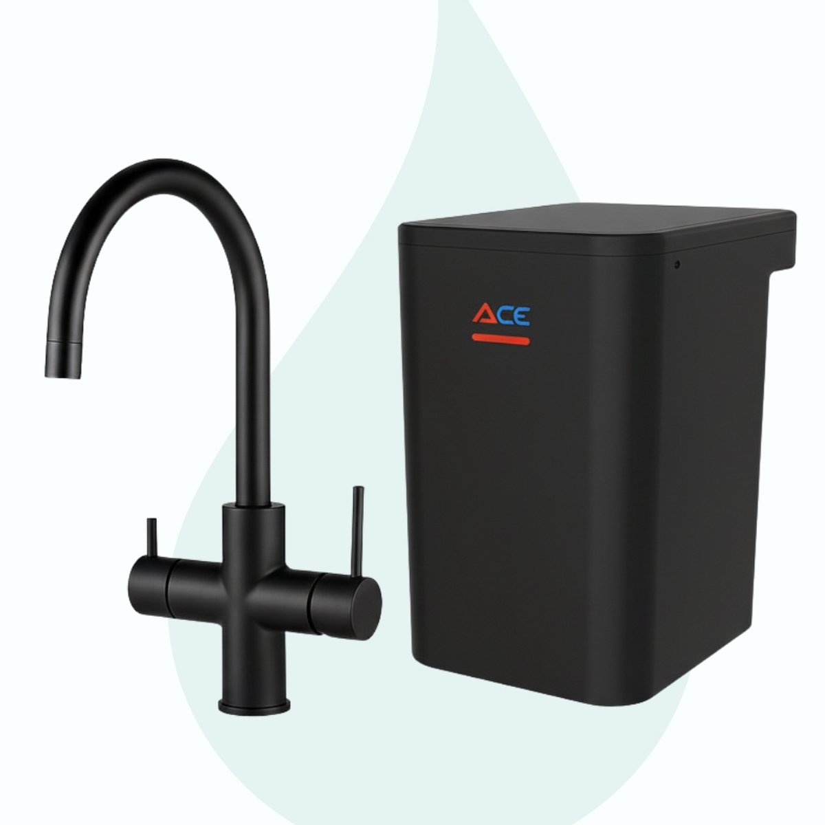 Unito - Kokend waterkraan met boiler - ACE 3-in-1 - C-uitloop - Mat Zwart