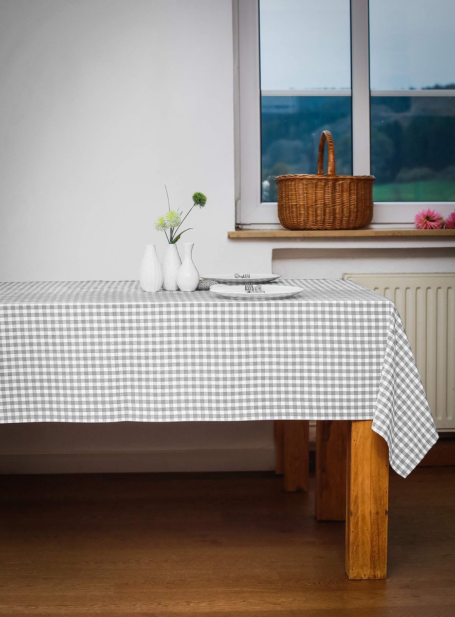 Ibenzoa® Stijlvol geruit tafelkleed van katoen in Scandinavisch design voor elke gelegenheid