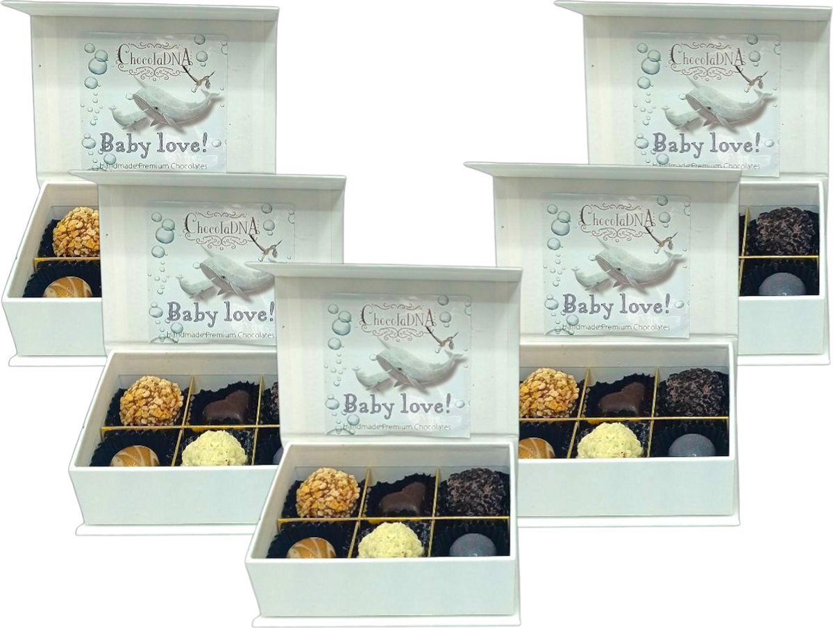 Geboortebox Mini 5x6 Neutraal luxe chocolade Truffels & Pralines: Geboortebox_Geboortecadeau_Kraamcadeau_Cadeau Baby_It’’s a ….._Handgemaakte chocolade geboorte cadeau_Chocoladetruffels_Bonbons_Geschenkdoos_Moeder_Vegatarisch_Baby Love