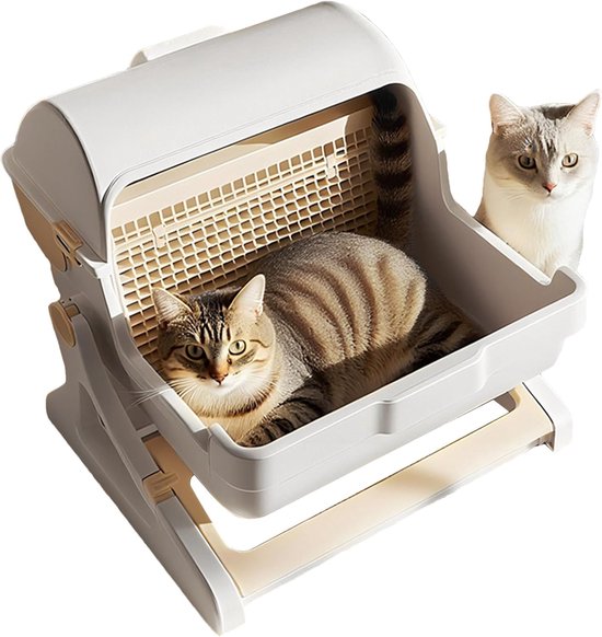 Katzenklo, Kattentoilet Met Deksel, Schop, Toilet Voor Katten Tot 4 Kg Voor Binnen Plastic Groenwit 53 X 51 X 48 Cm
