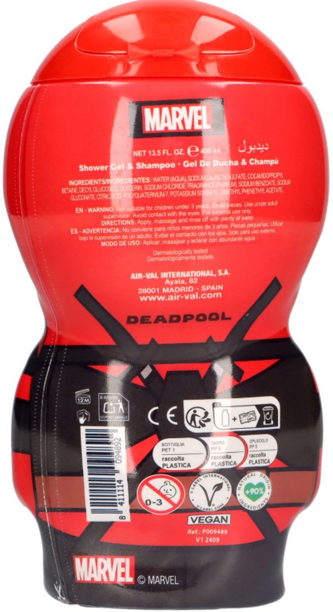 AIR-VAL Deadpool 2d douchegel & shampoo 400 ml - Marvel van Merkloos — afbeelding 4