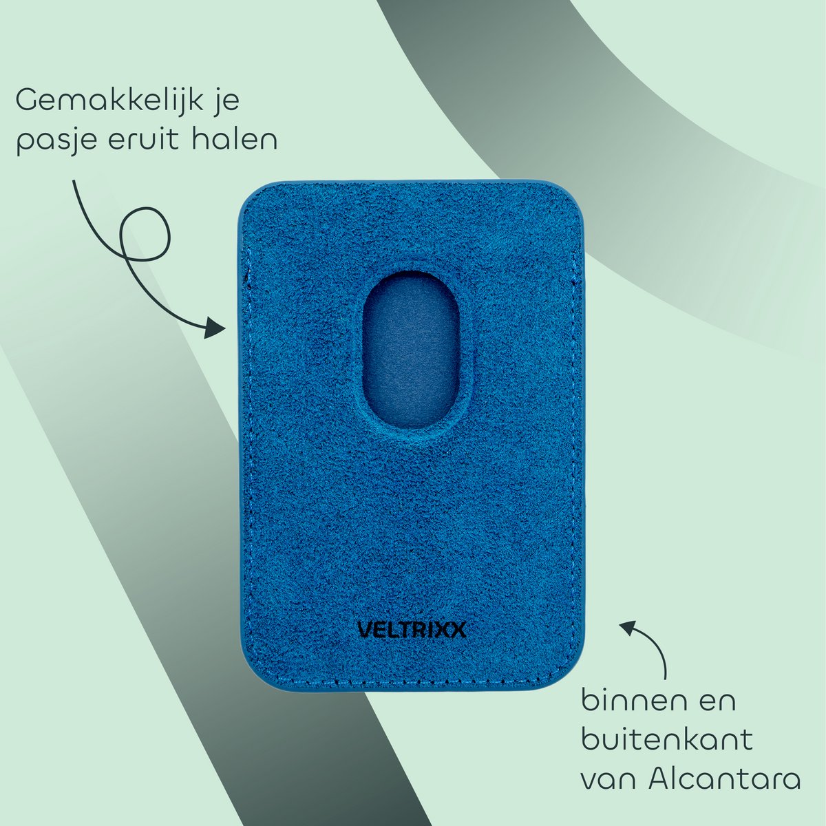 iPhone 15 Plus – Alcantara Case + MagSafe Wallet + Gratis Screenprotector | Sapphire Blue