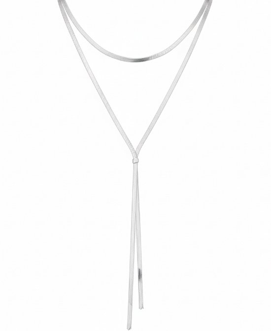 Collier double couche argenté - collier pour femme - chaîne à maillons minimaliste sans pendentif