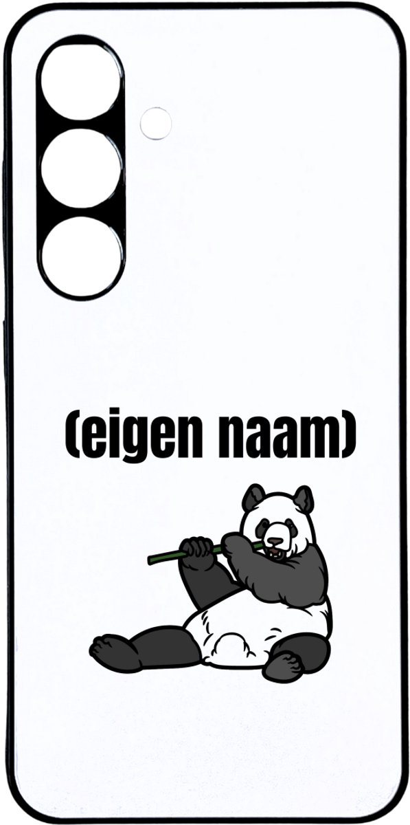 Hacebo® - panda en bamboe met eigen naam telefoonhoesje - Panda - panda liefhebbers - telefoonhoesjes - iemand die houdt van panda's - verjaardag - cadeau - kado - hoesje geschikt voor Samsung Galaxy S24 Plus