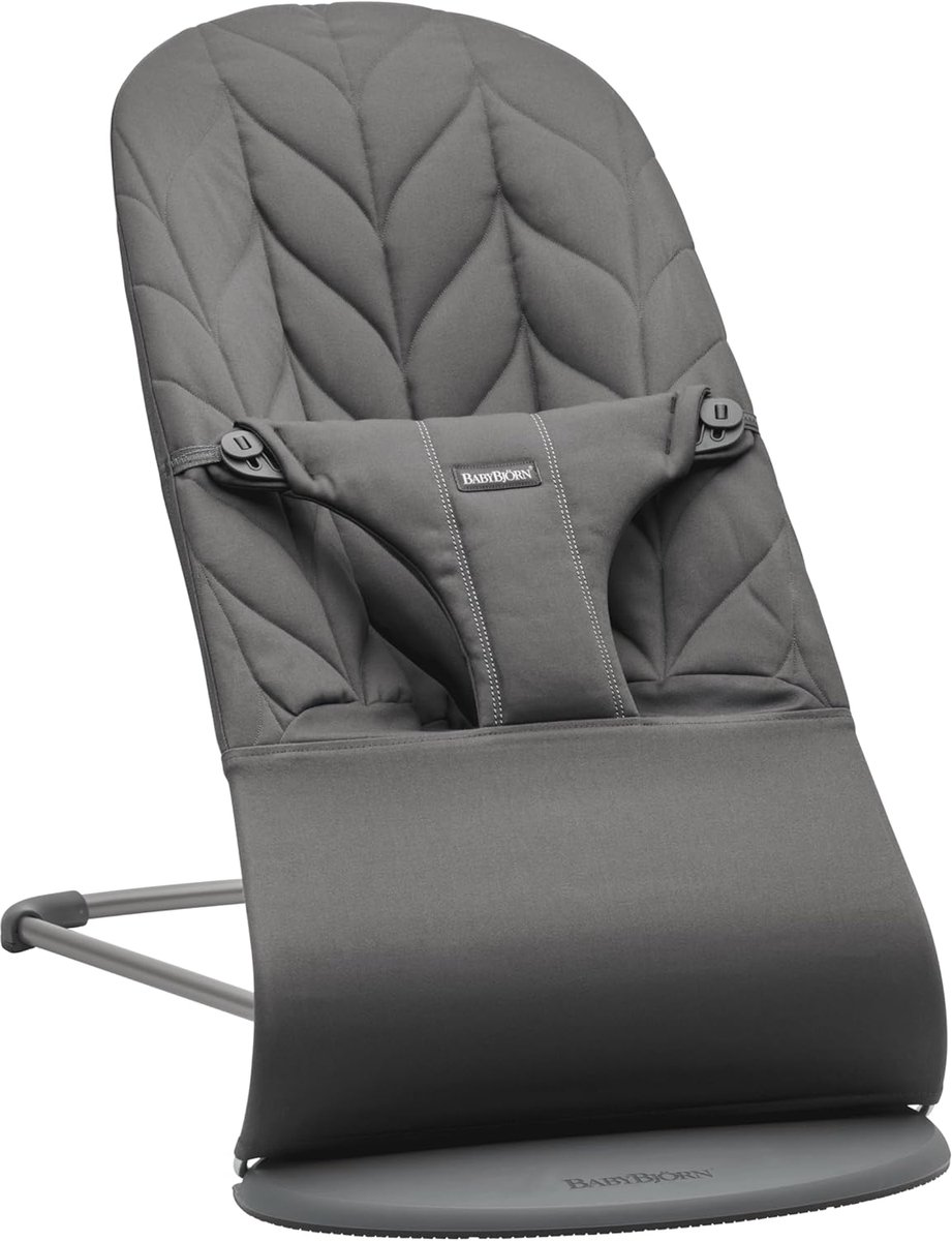 Geweven Baby Wipstoel met Bloemblad Stiksel - Antracietgrijs, Ergonomisch en Natuurlijk Schommelen voor Baby's