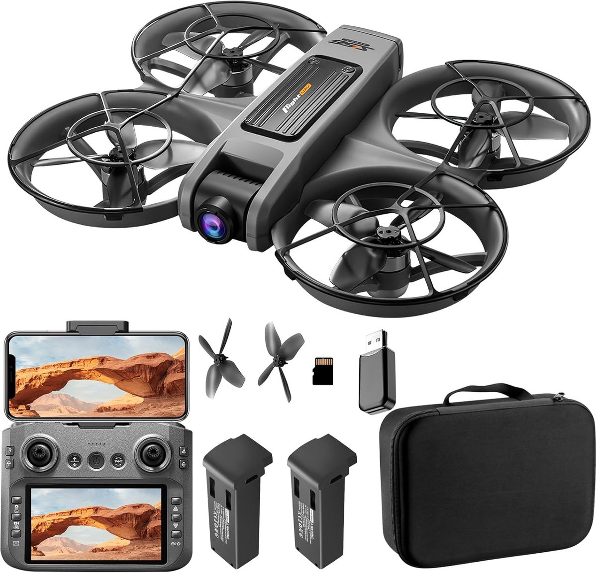 Drone met dubbele camera en afstandsbediening met HD-display - Vliegend speelgoed voor volwassenen en beginners