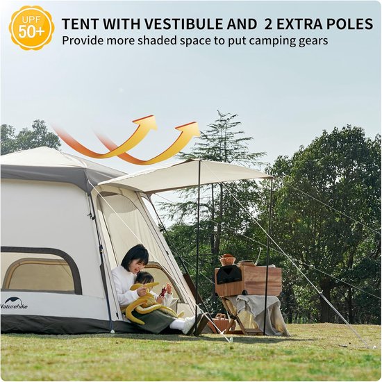 Pop-up Campingtent - 4 Persoon Automatisch - Eenvoudig Opzetten - Waterdicht - Winddicht - UV-bescherming - Familie Camping - Tuin - Buiten kamperen voor beginners van Merkloos — afbeelding 4